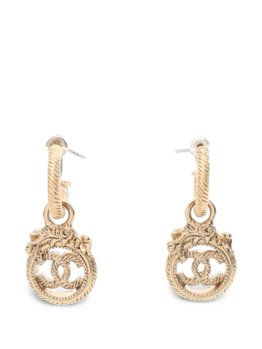 CHANEL Pre-Owned 1986-1988 Coco Mark hoop earrings - Oro