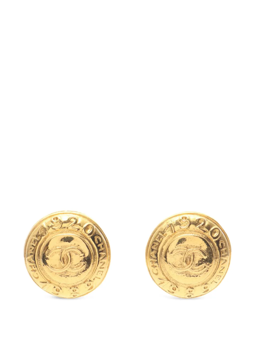 CHANEL Pre-Owned 1986-1988 Coco Mark round clip-on earrings - Oro