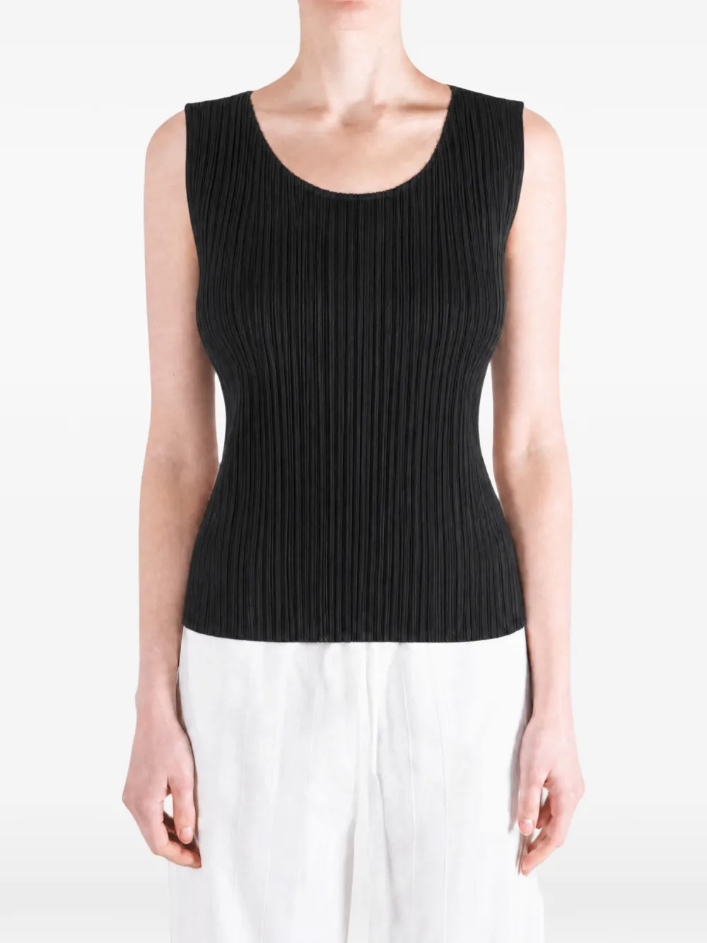 Pleats Please Issey Miyake Geplooide top Zwart