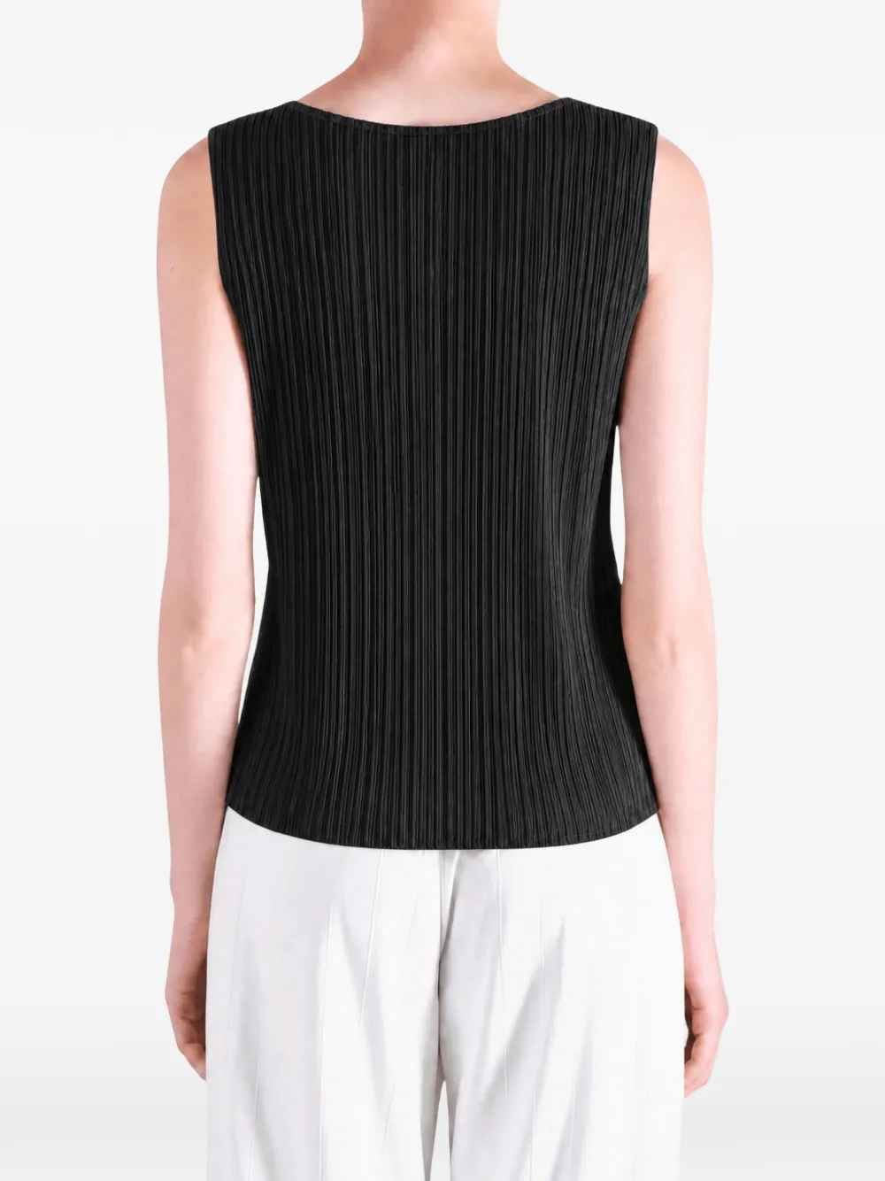 Pleats Please Issey Miyake Geplooide top Zwart