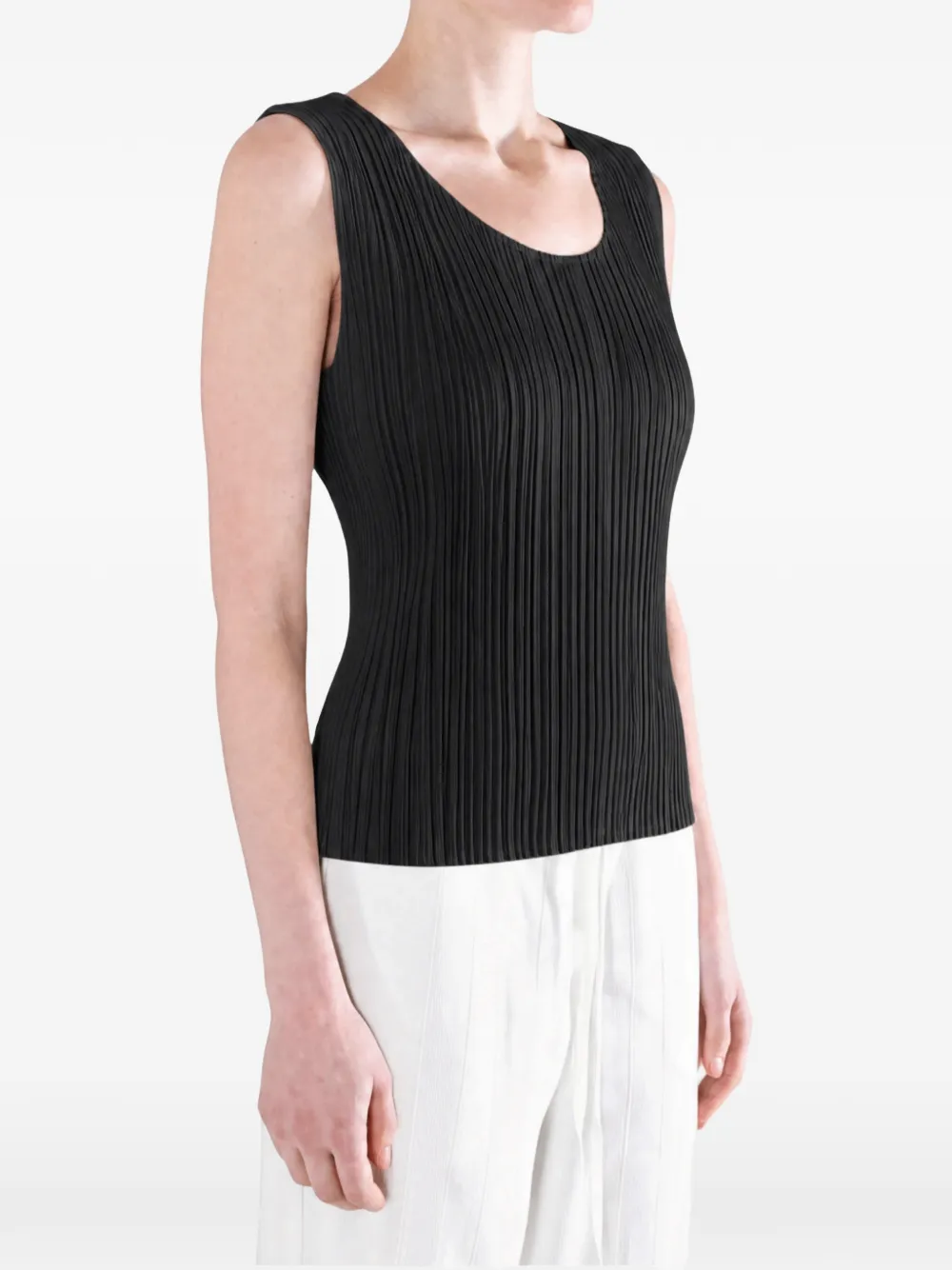 Pleats Please Issey Miyake Geplooide top Zwart