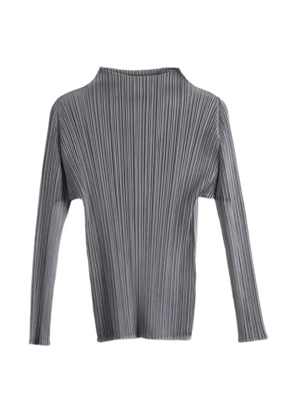 Pleats Please Issey Miyake pleated long-sleeve top - Grigio