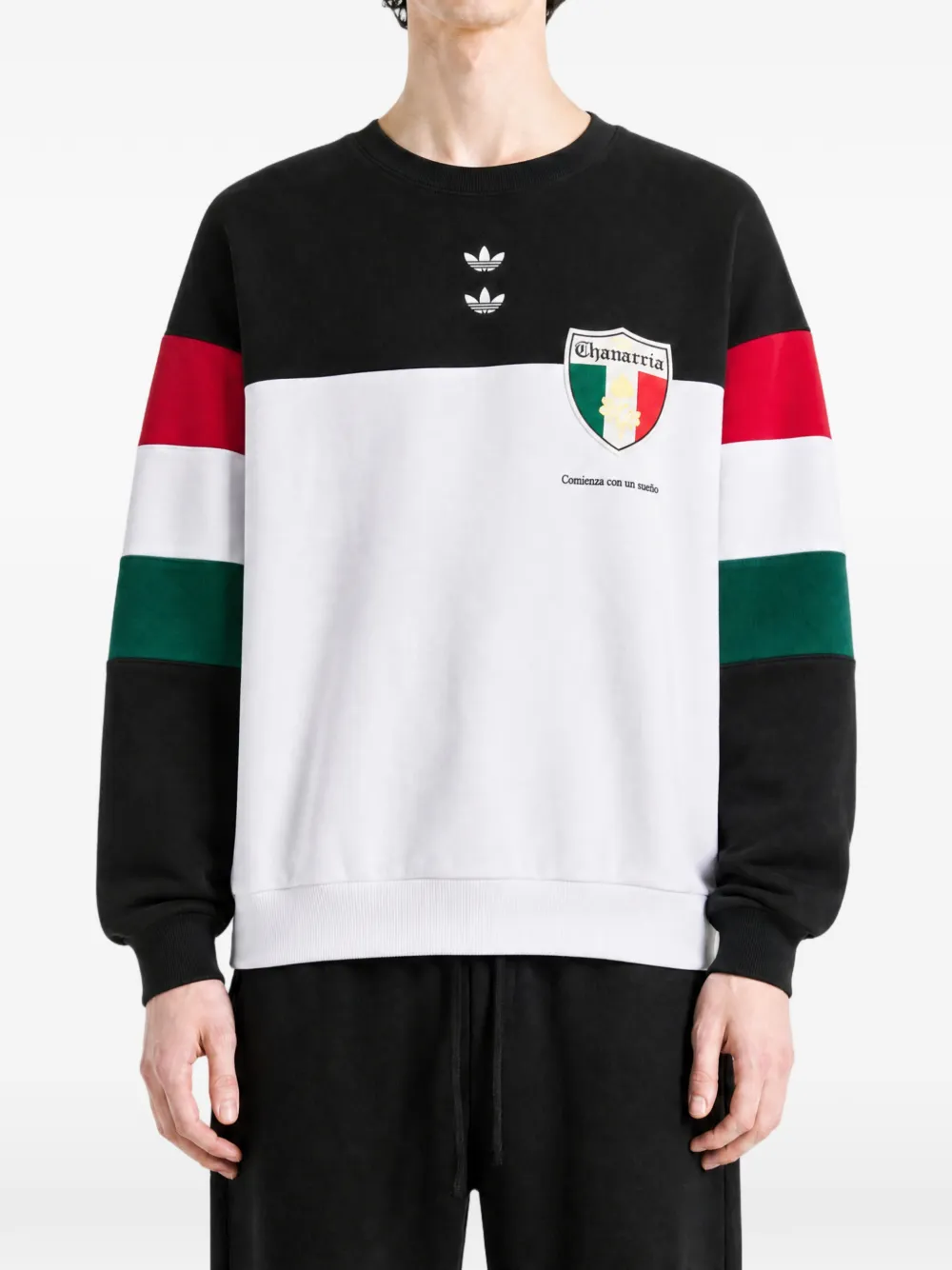 adidas x Willy Chavarria logo-print panelled sweater Zwart