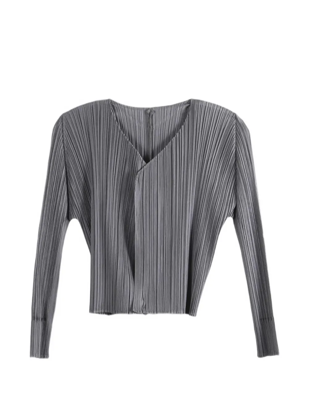 Pleats Please Issey Miyake pleated V-neck cardigan - Grey