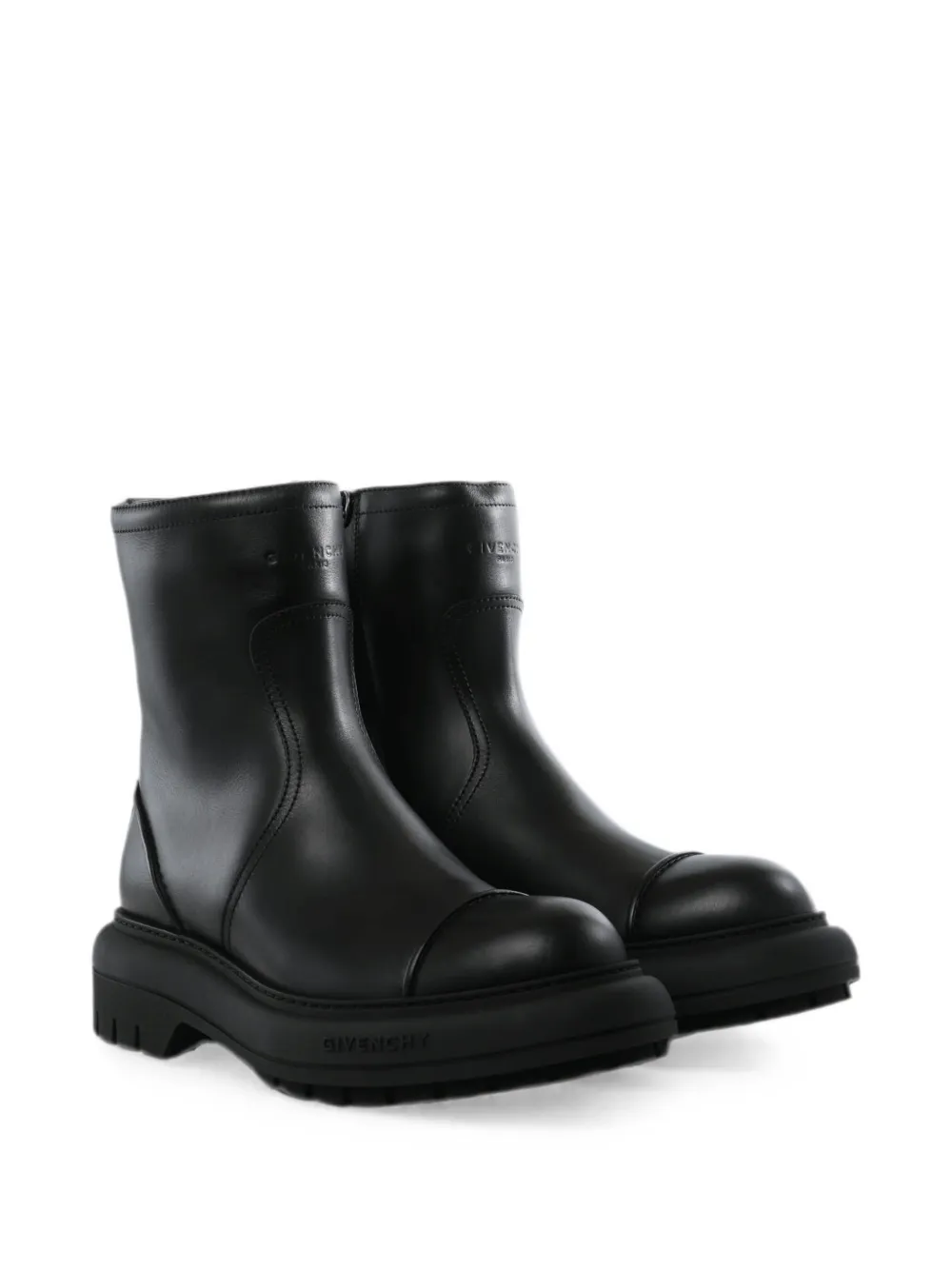 Givenchy logo-embossed leather boots Zwart