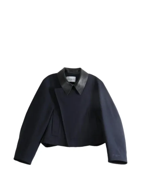 Givenchy cropped leather-collar asymmetric-front jacket