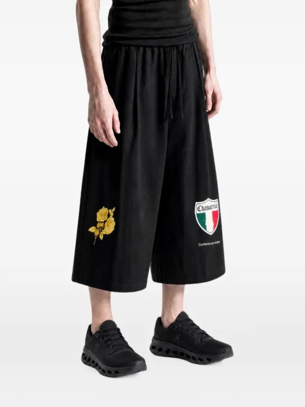 Adidas x Willy Chavarria logo-patch floral-embroidered Shorts