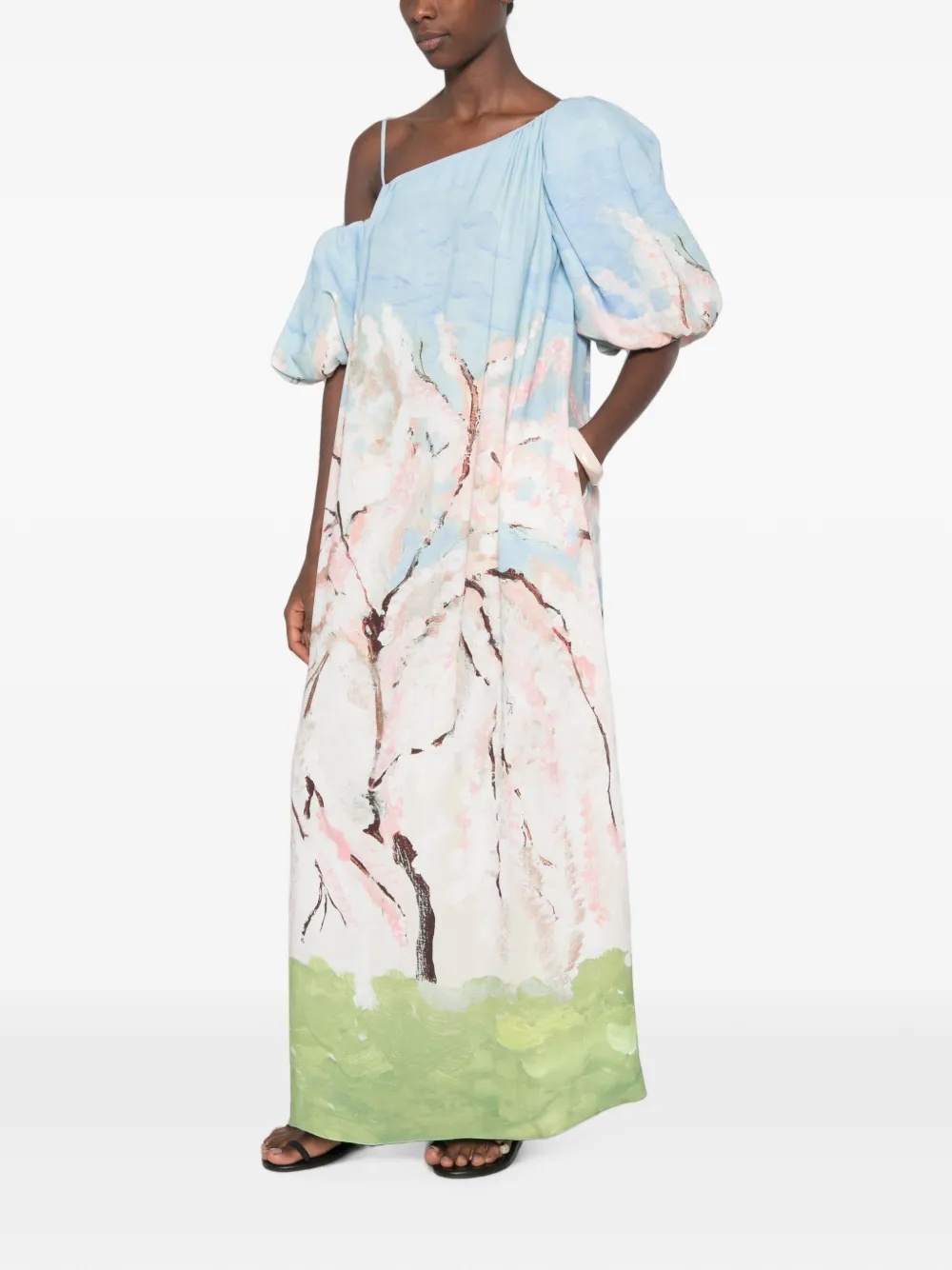 Stine Goya maxi-jurk met kersenbloesem-print Wit