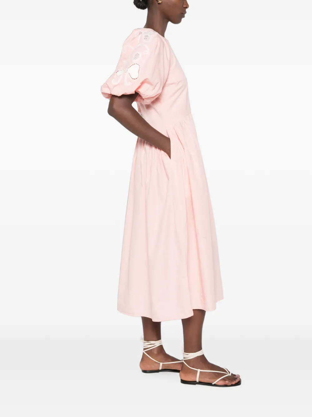 Stine Goya Broderie anglaise jurk met pofmouwen Roze