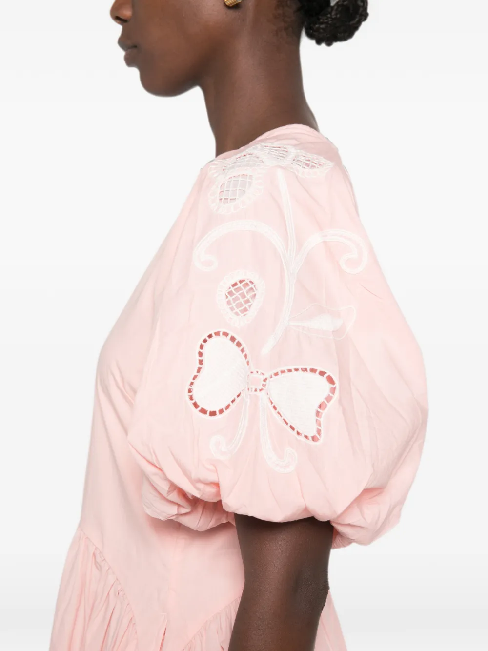 Stine Goya Broderie anglaise jurk met pofmouwen Roze