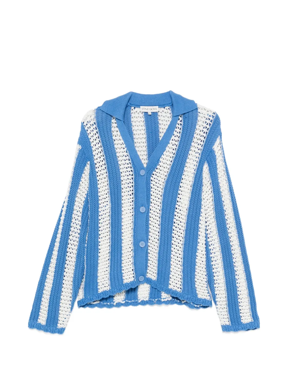 Stine Goya striped open-knit cardigan - Blu