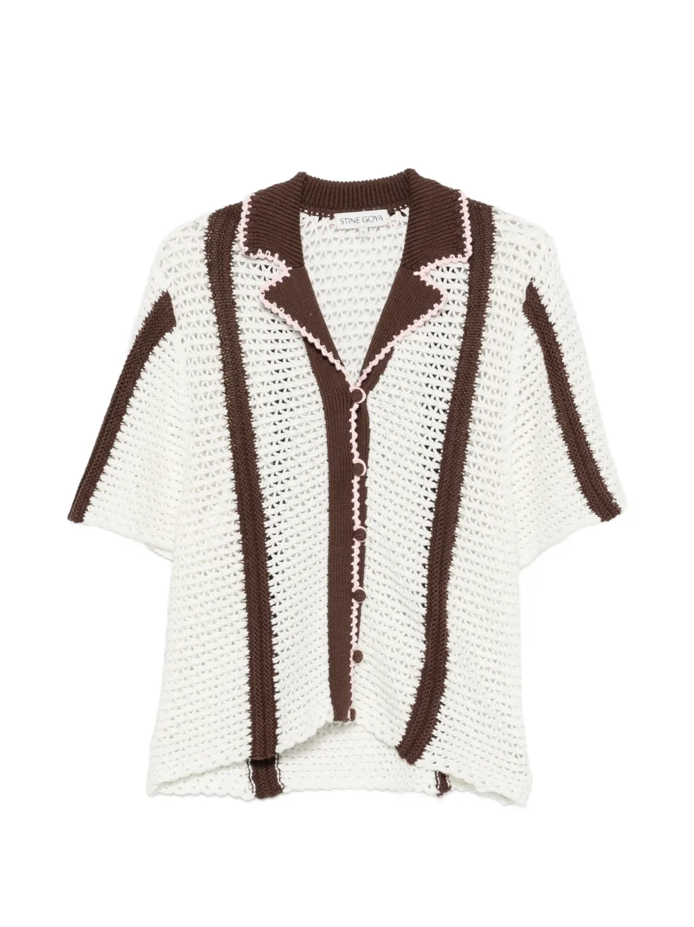 Stine Goya crochet-knit striped cardigan - White