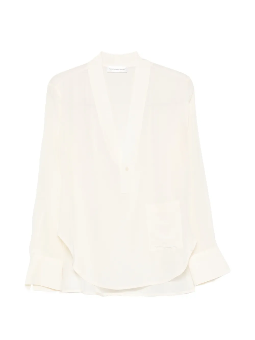 Victoria Beckham V-neck patch-pocket blouse - Toni neutri