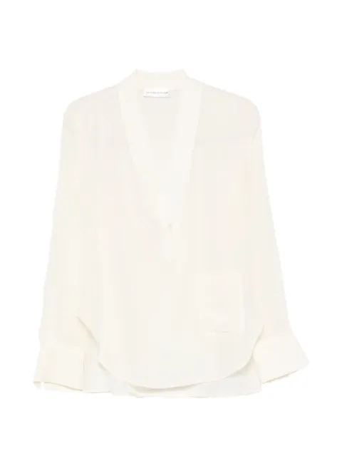 Victoria Beckham blusa de seda con cuello en V