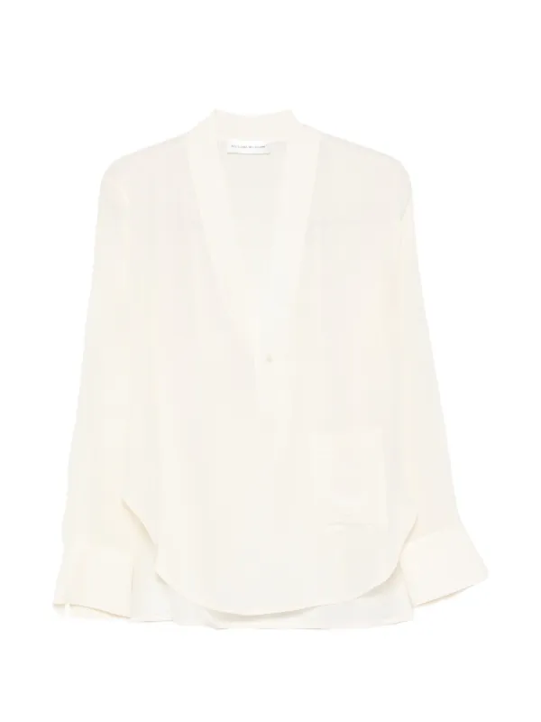 Victoria Beckham V-neck Silk Blouse in Neutrals