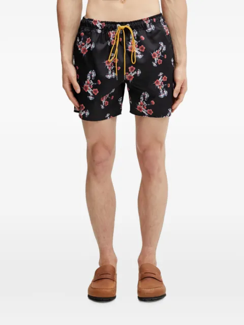 RHUDE short de bain fleuri à lien de resserrage