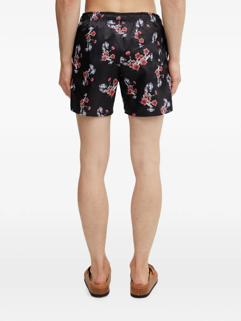 RHUDE Zwembroek met bloemenprint Zwart