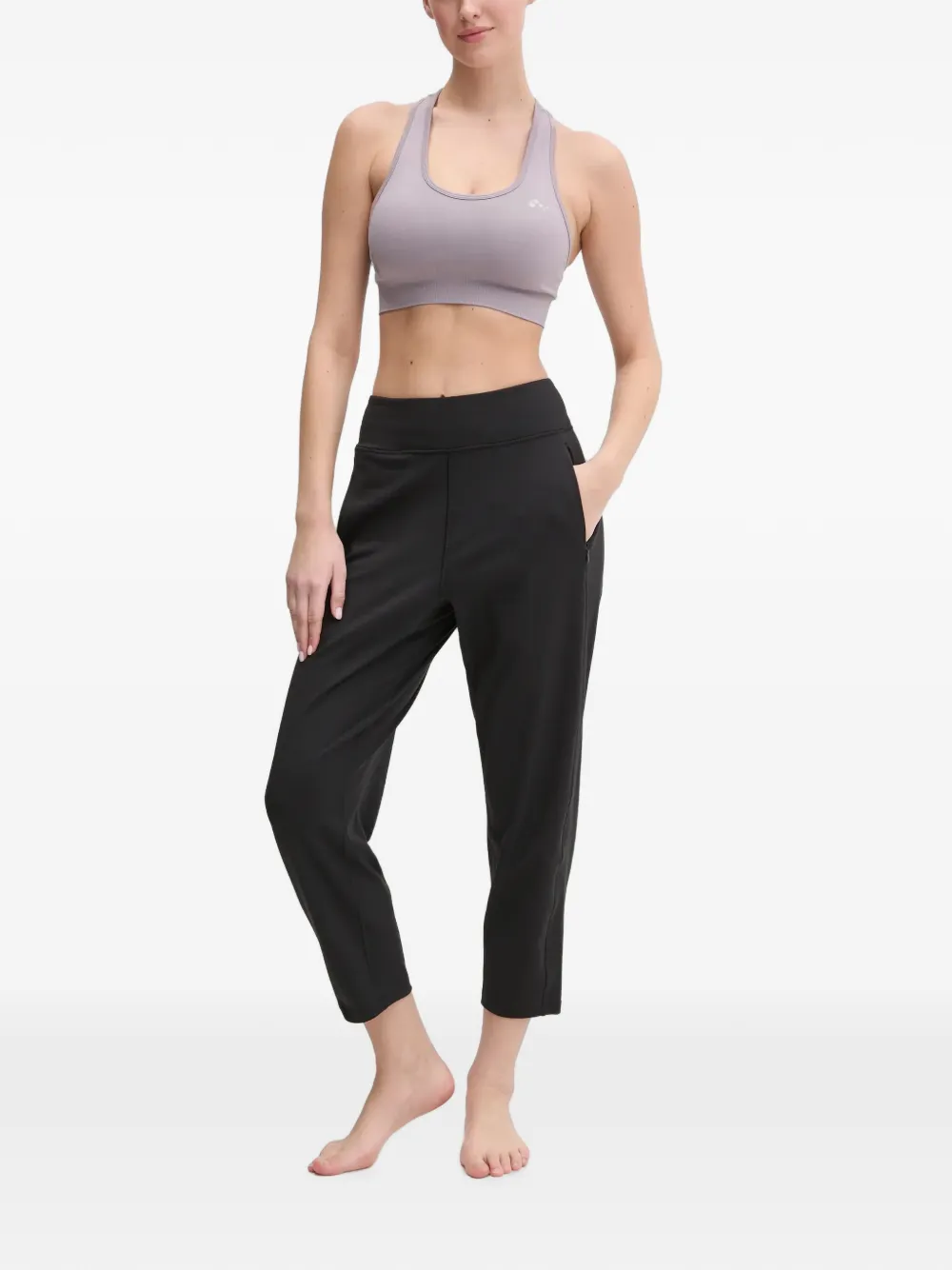 adidas logo-print cropped track pants Zwart
