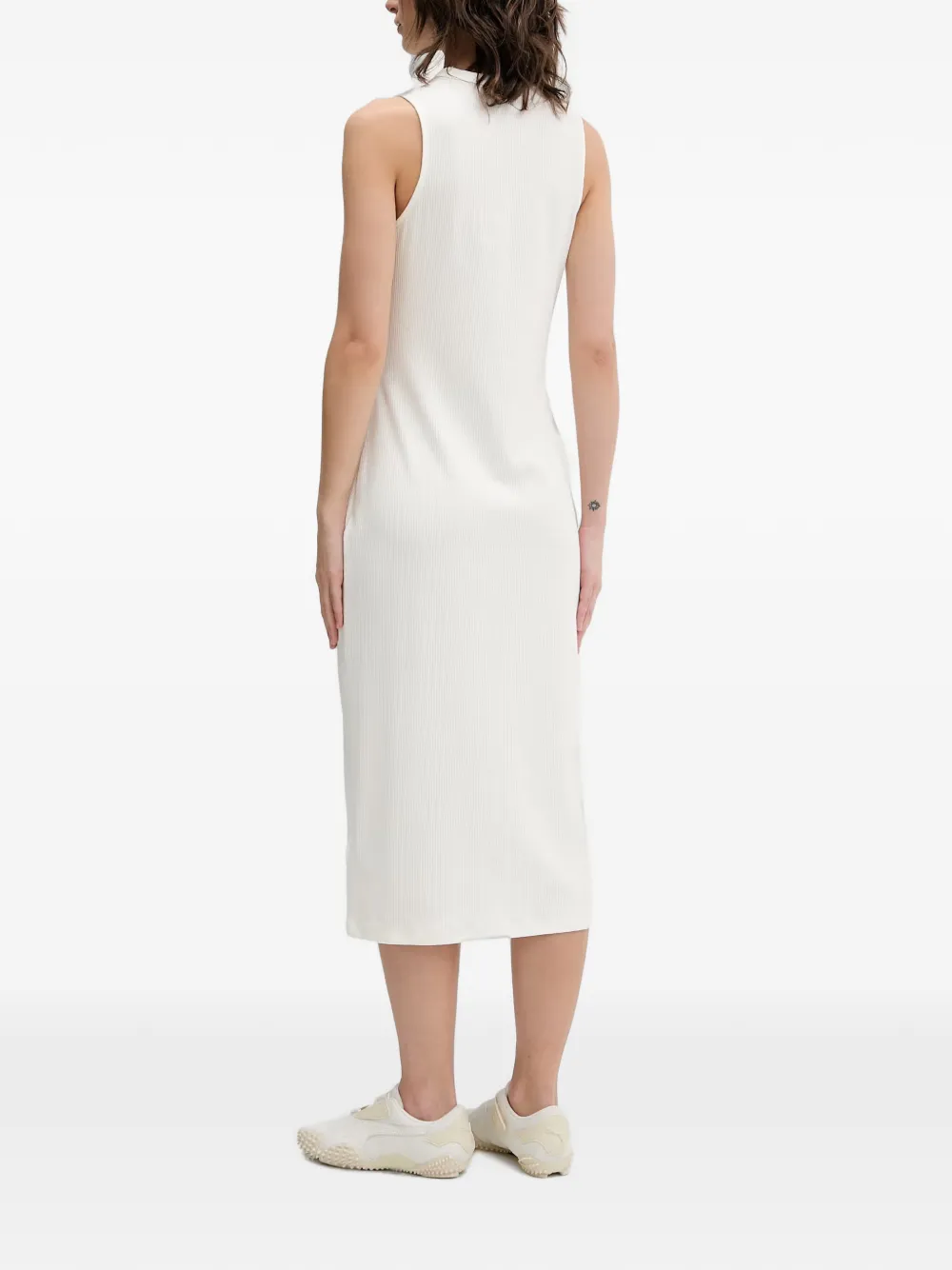 adidas ribbed-knit sleeveless midi dress Beige