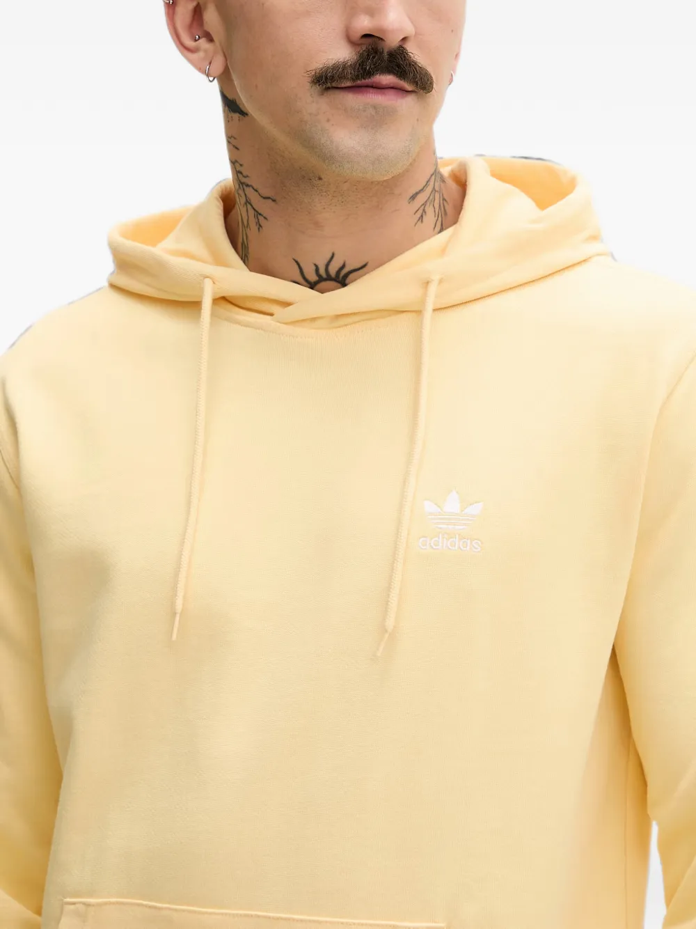 adidas logo-embroidered drawstring hoodie Geel