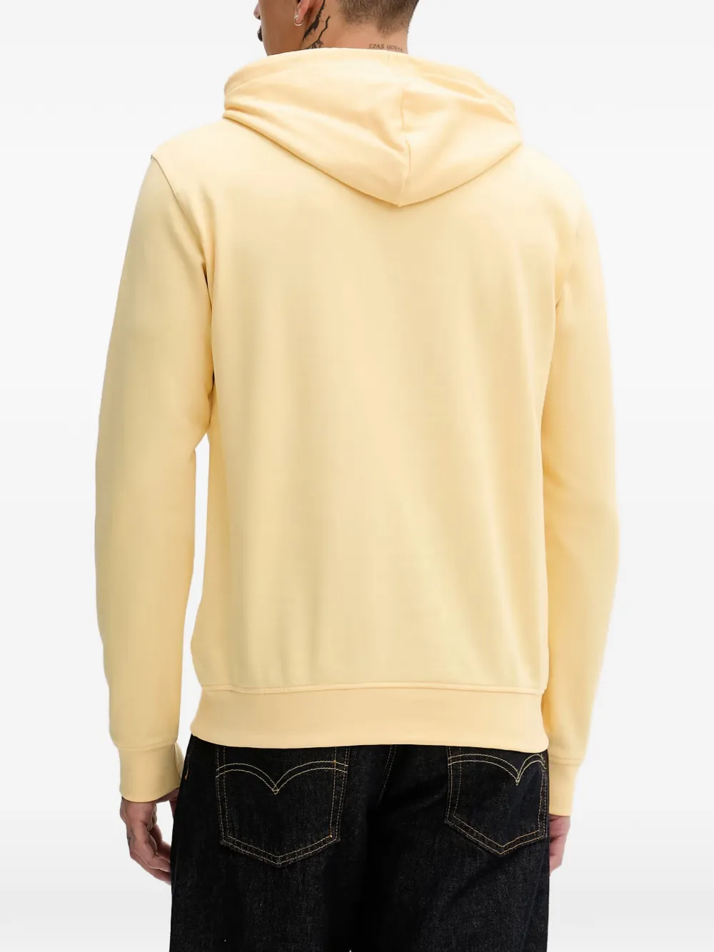 adidas logo-embroidered drawstring hoodie Geel