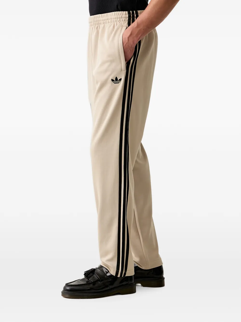 adidas logo-embroidered side-stripe track pants Beige