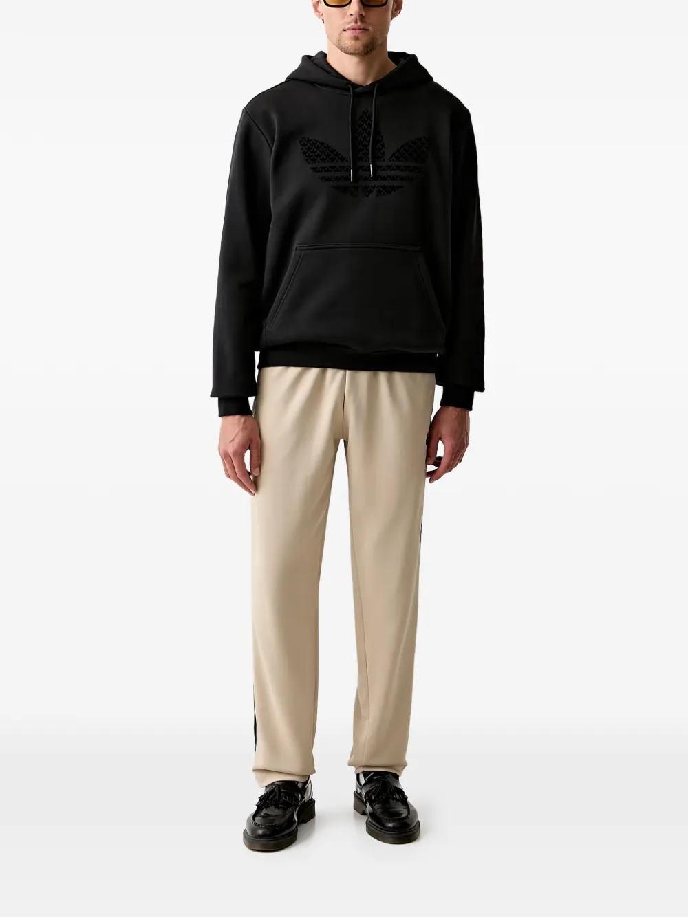 adidas logo-embroidered side-stripe track pants Beige
