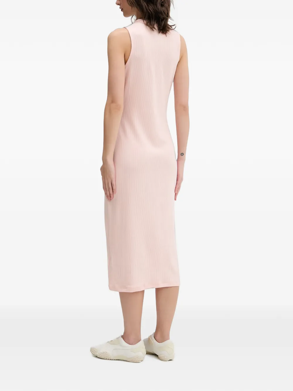 adidas ribbed-knit sleeveless midi dress Roze