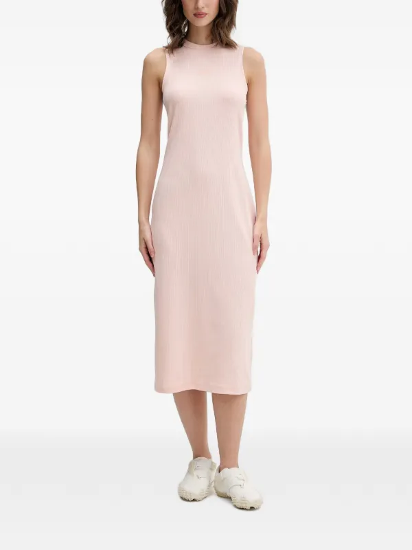 adidas bodycon dress ribbed-knit Sleeveless Midi | Pink How to Style Brown