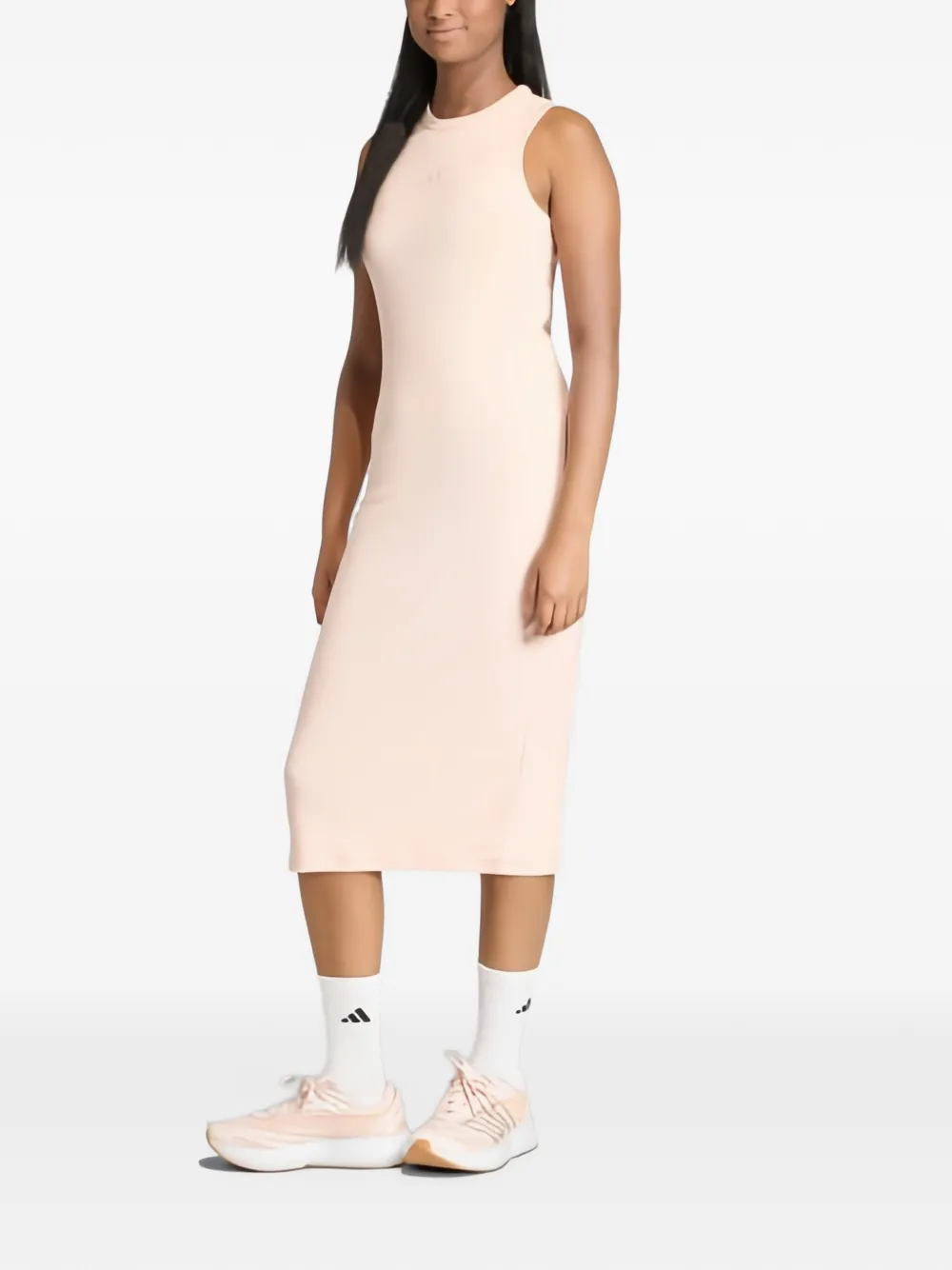 adidas Ribgebreide midi-jurk Roze