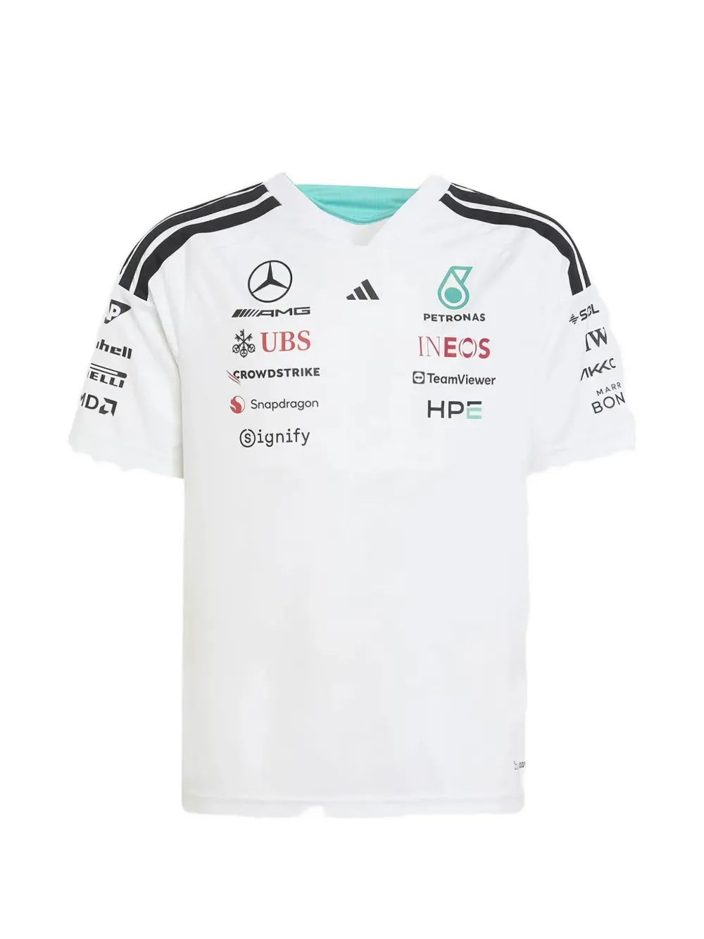 adidas Kids logo-print V-neck T-shirt - Bianco