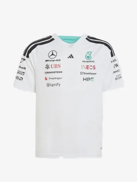 adidas Kids logo-print V-neck T-shirt