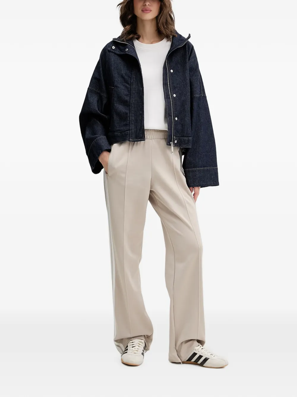 adidas side-stripe track pants Beige