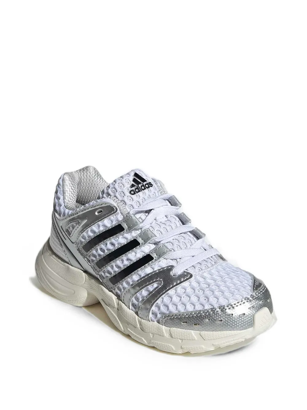 adidas Kids Control 5 mesh-panelled metallic sneakers - Bianco