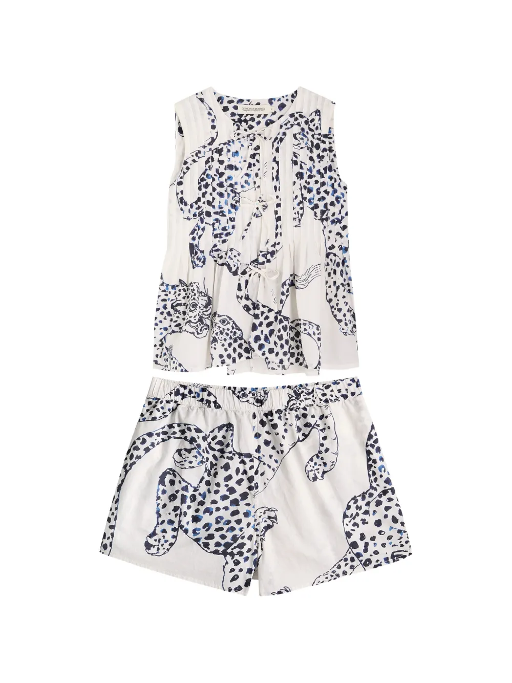 Desmond & Dempsey Jag printed cotton pyjamas - Bianco