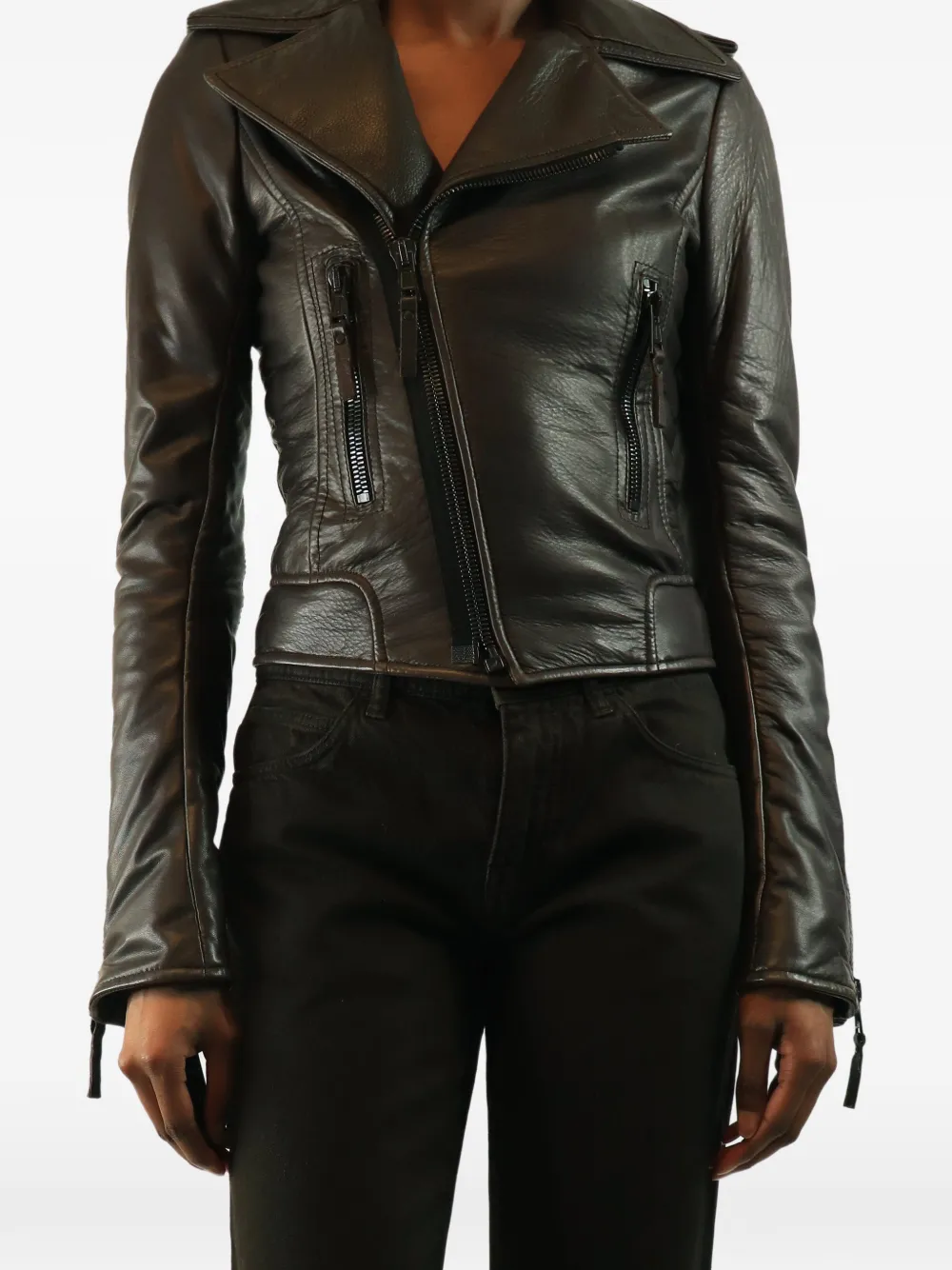 Balenciaga Pre-Owned Lederjacke mit Reißverschluss - Braun