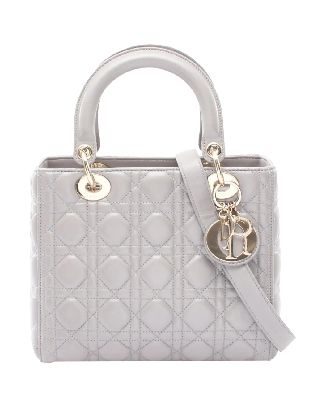 Christian Dior Pre-Owned 2010-2026 Medium Lambskin Cannage Lady Dior satchel - Grey