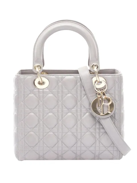 Christian Dior Pre-Owned bolso satchel Lady Dior mediano de piel de borrego con motivo Cannage 2010-2026