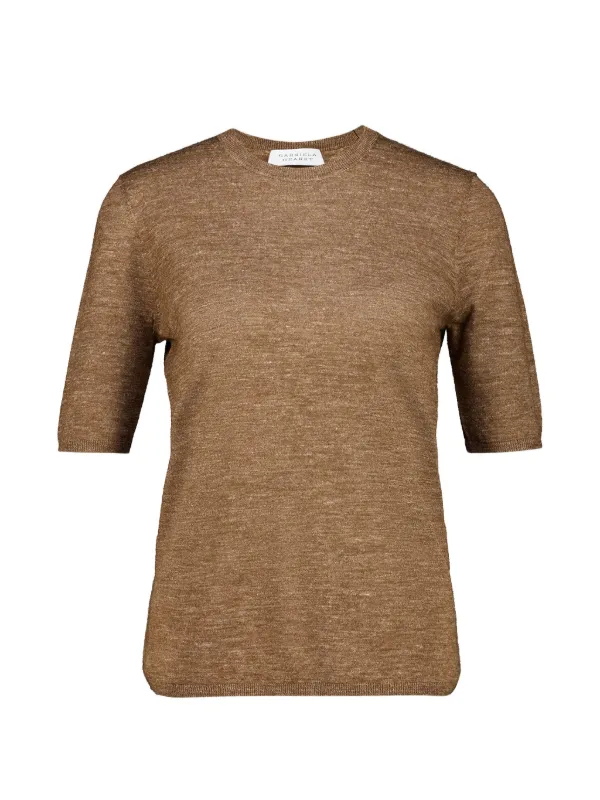 Gabriela Hearst Chryse Short-sleeve Sweater in Brown