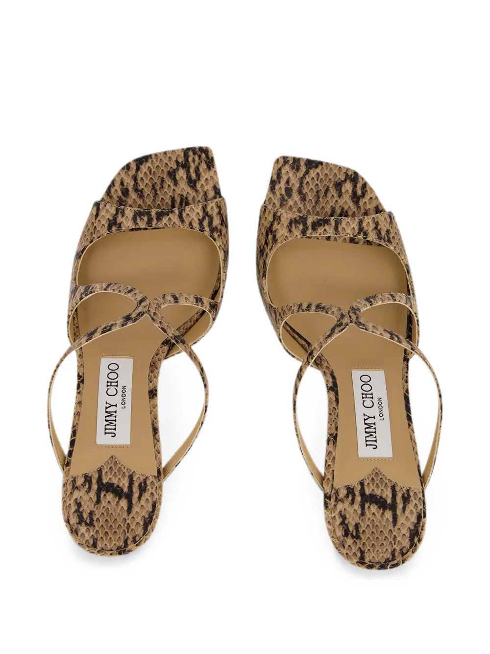 Jimmy Choo Anise snake-effect leather sandals Beige