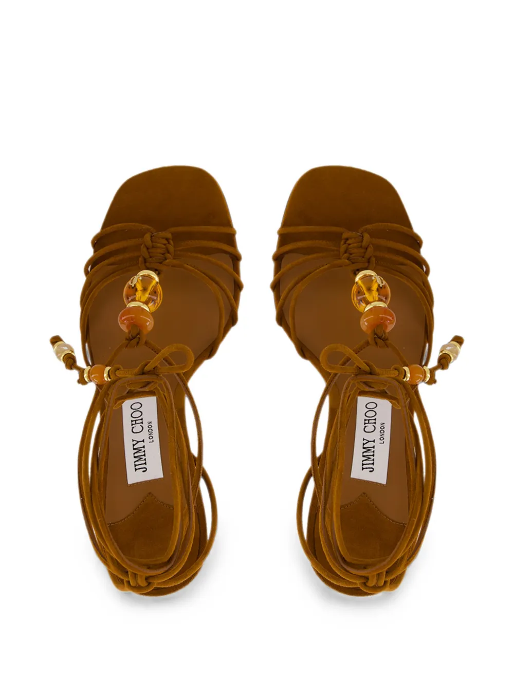 Jimmy Choo Lova bead-embellished suede wedge sandals Bruin