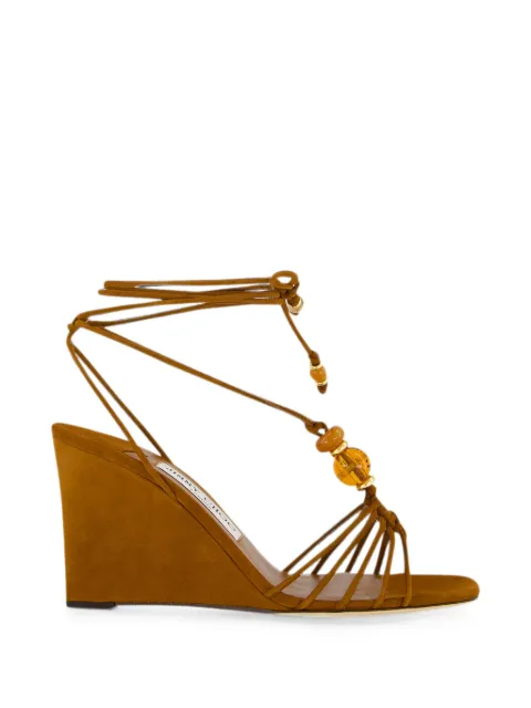 Jimmy Choo Lova bead-embellished suede wedge sandals