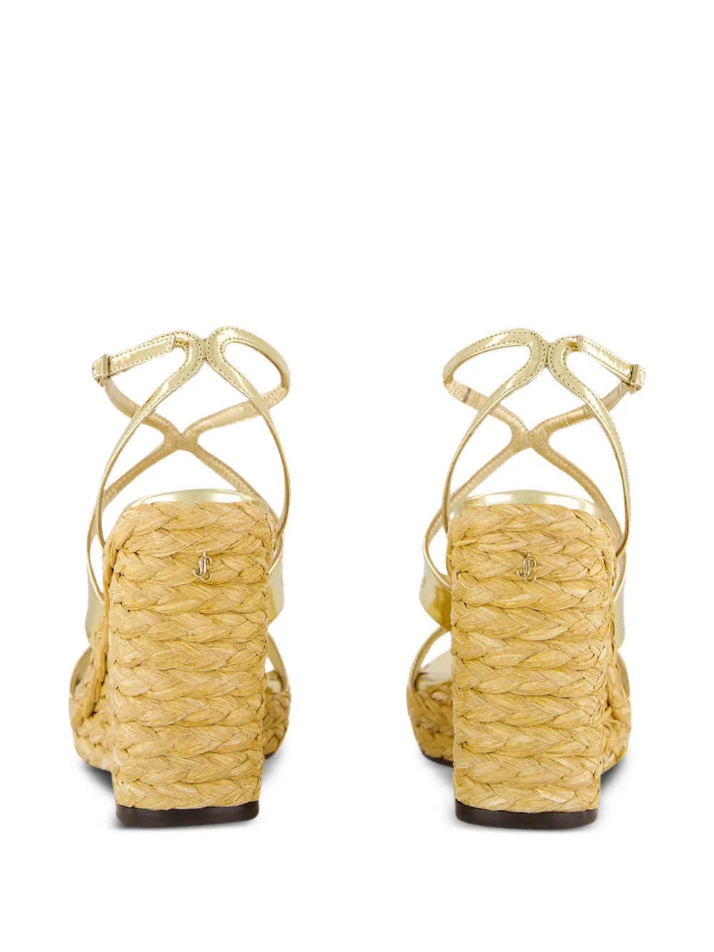 Jimmy Choo Ayla liquid-metal leather wedge sandals Goud
