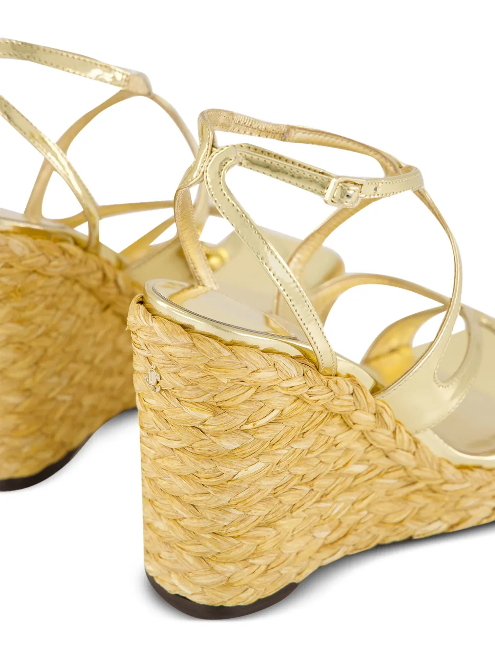 Jimmy Choo Ayla liquid-metal leather wedge sandals Goud