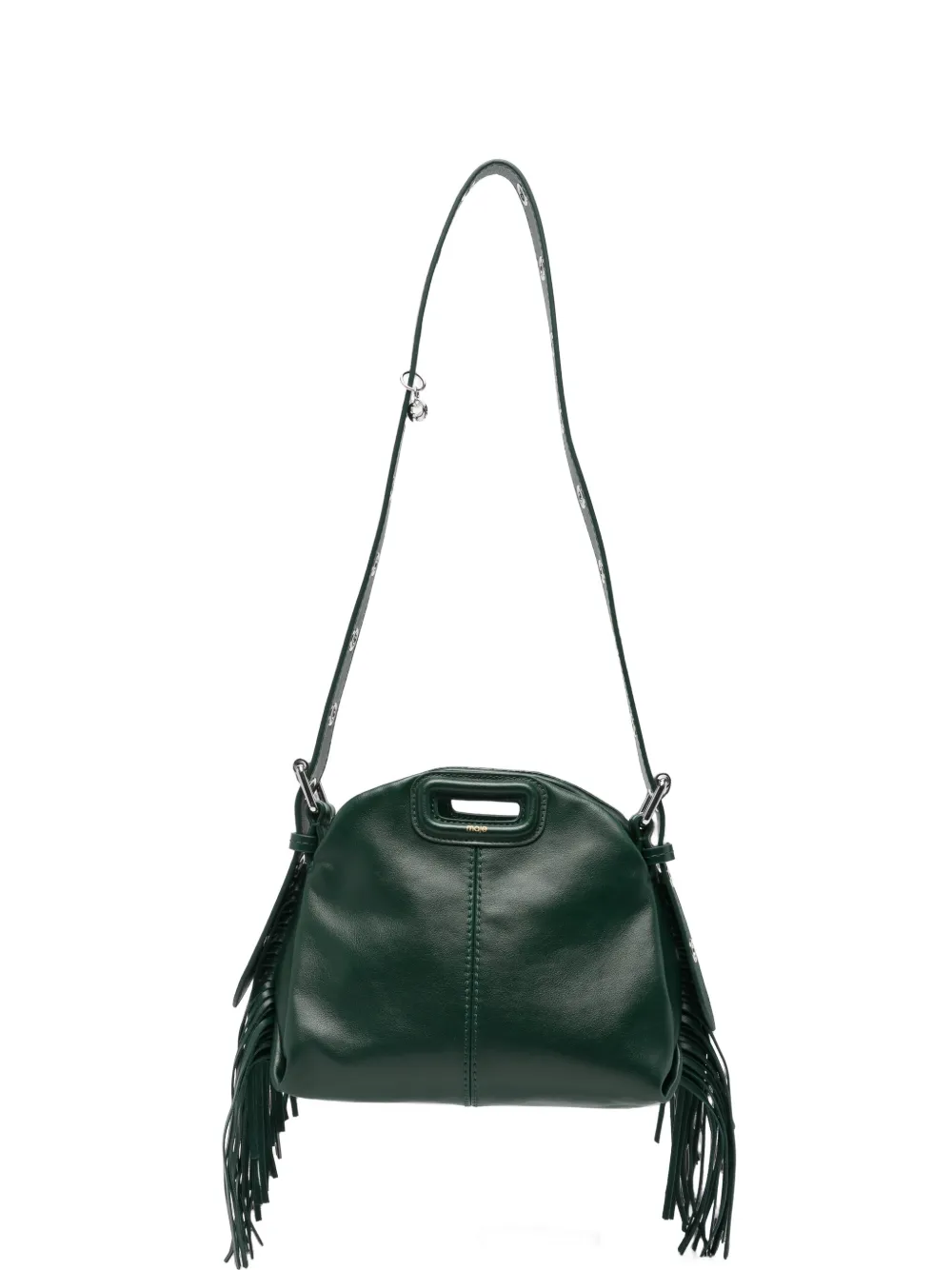 Maje mini Miss M fringe-trimmed leather tote bag - Verde