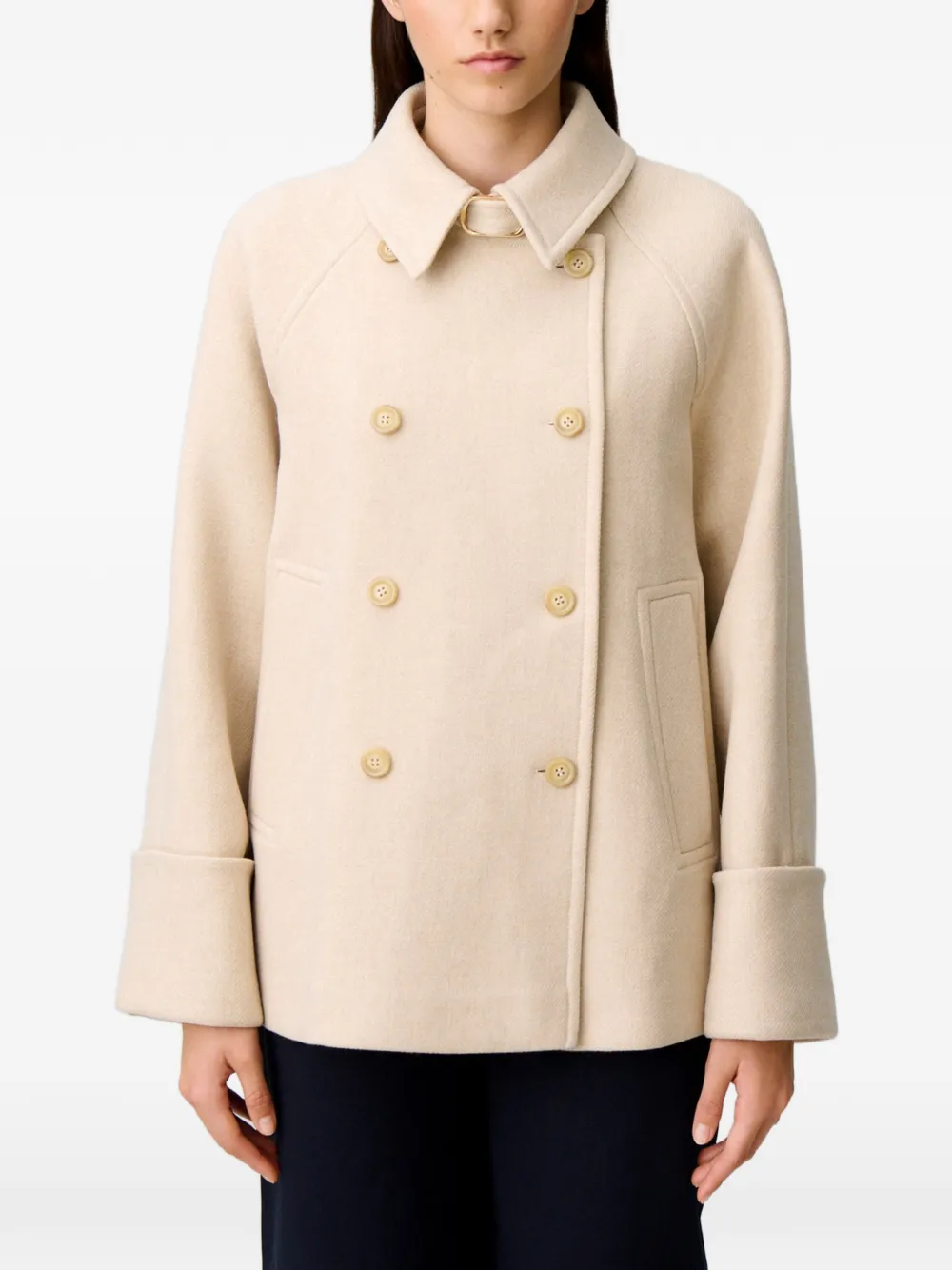 Claudie Pierlot Korte sailorjas met blousekraag Beige