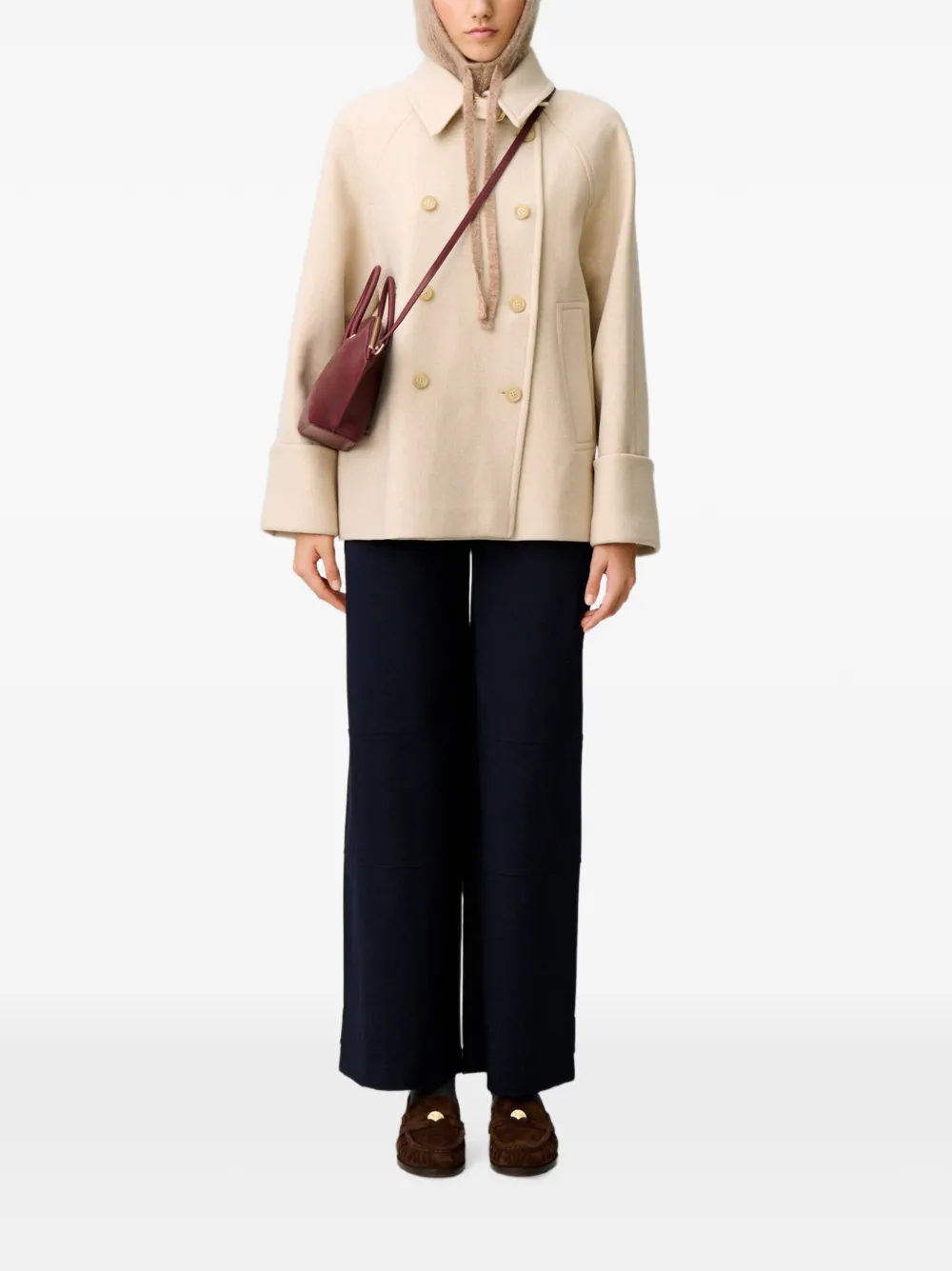Claudie Pierlot Korte sailorjas met blousekraag Beige
