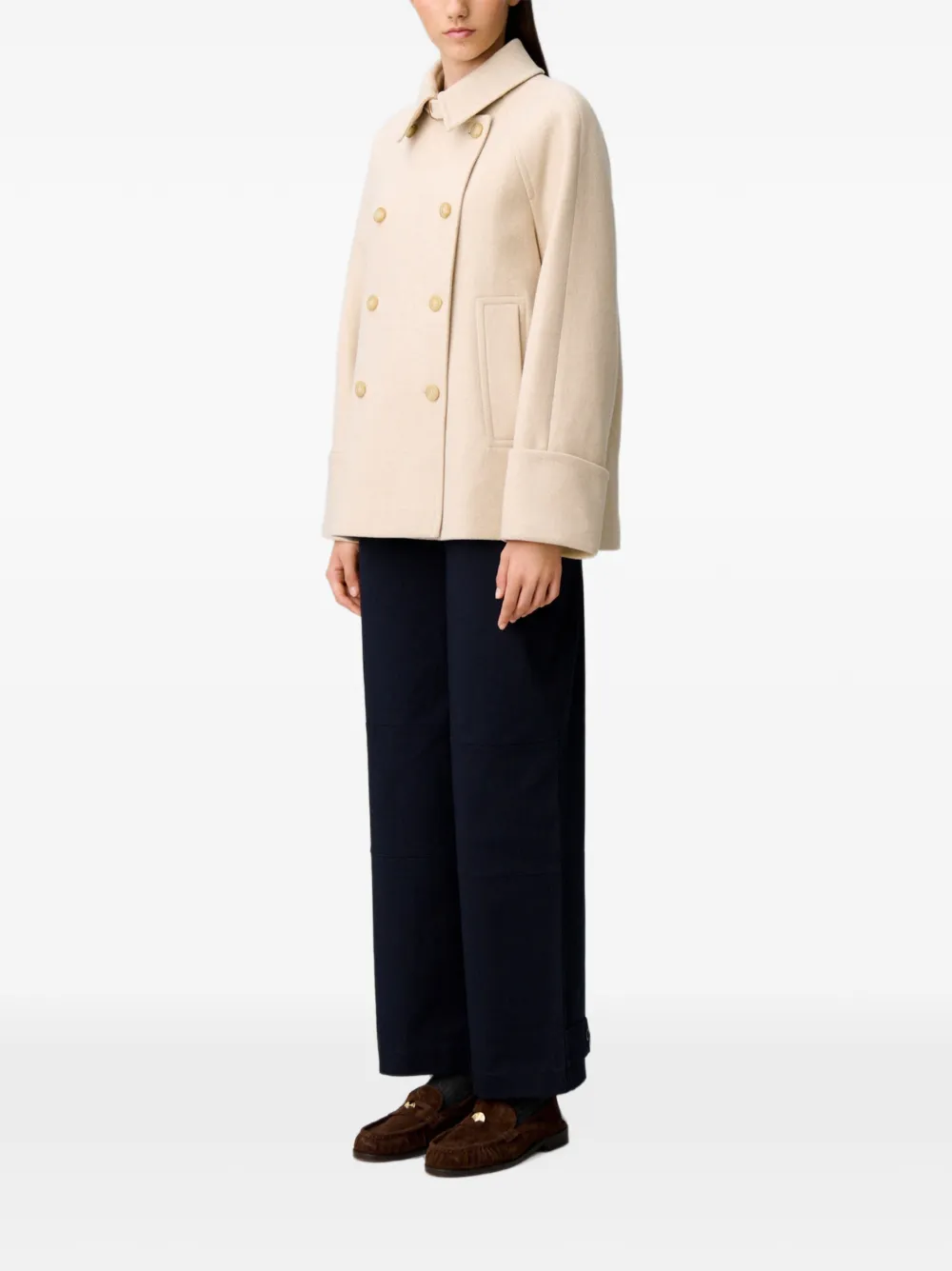 Claudie Pierlot Korte sailorjas met blousekraag Beige