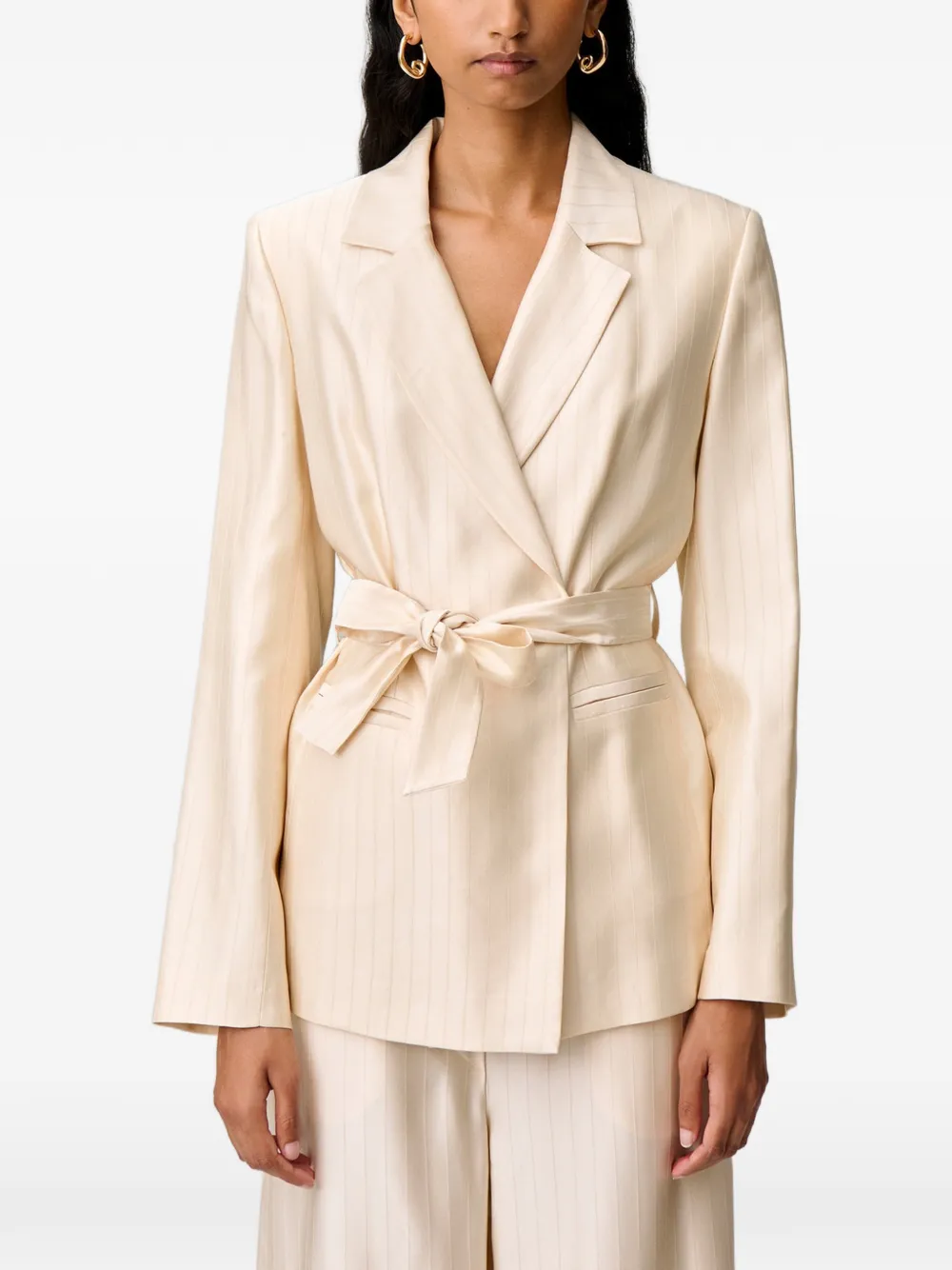 Claudie Pierlot Gestreepte blazer Beige
