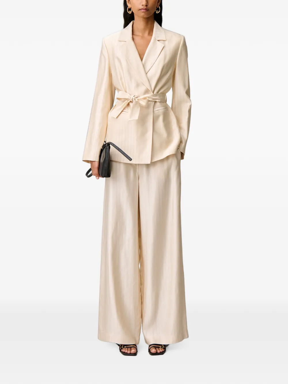 Claudie Pierlot Gestreepte blazer Beige